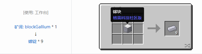 我的世界格雷科技社区版锭合成表大全