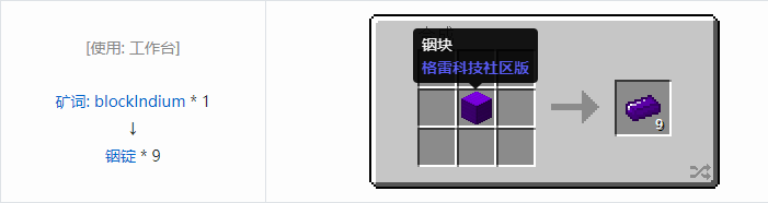 我的世界格雷科技社区版锭合成表大全