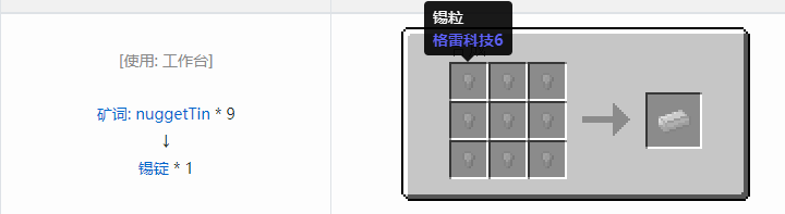 我的世界格雷科技社区版锭合成表大全