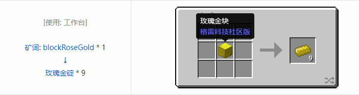 我的世界格雷科技社区版锭合成表大全