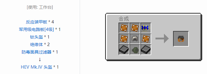 我的世界HBM的核科技模组装备合成表大全