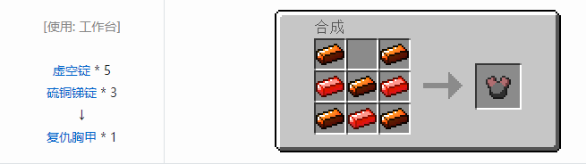 我的世界虚无世界2盔甲合成表大全
