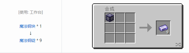 我的世界魔法金属锭合成表大全2026