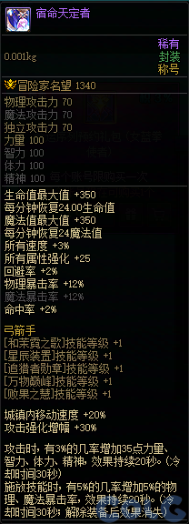 DNF宿命天定者属性一览