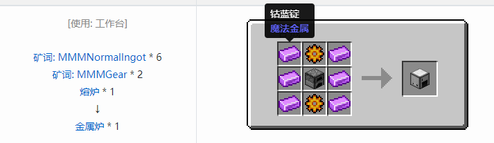 我的世界魔法金属mod设备合成表大全2026