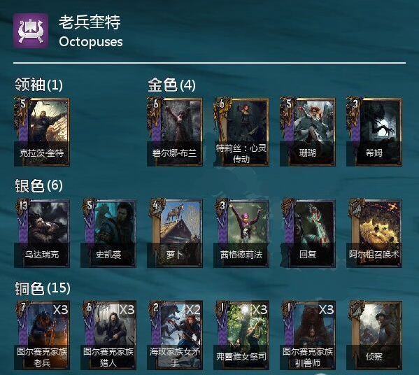 《巫师之昆特牌》五冠王Octopuses卡组推荐