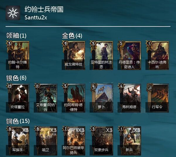 《巫师之昆特牌》士兵帝国构筑分享