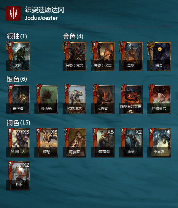 《巫师之昆特牌》织婆遗愿达冈牌组分享