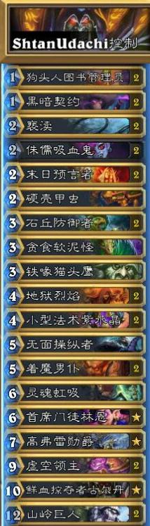 《炉石传说》欧服HTC预选赛ShtanUdachi卡组搭配