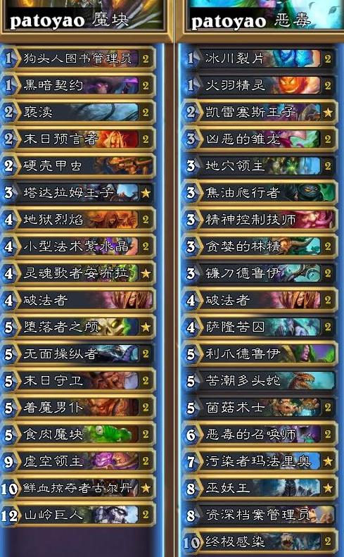 《炉石传说》亚服HCT第一赛季预选赛patoyao卡组推荐