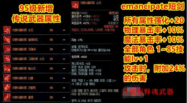 《DNF》95版本传说武器属性详解