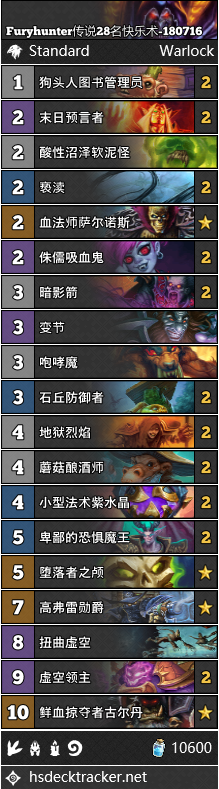 《炉石传说》​Furyhunter传说28快乐术卡组玩法