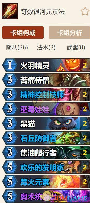 《炉石传说》砰砰计划元素法卡组搭配