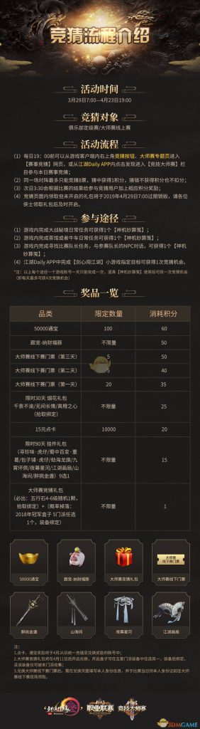 《剑网3》竞技大师赛竞猜开启 冠军定制外观曝光