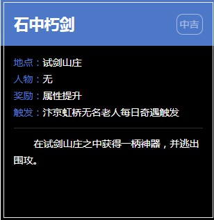 《逆水寒》试剑山庄奇遇任务大全