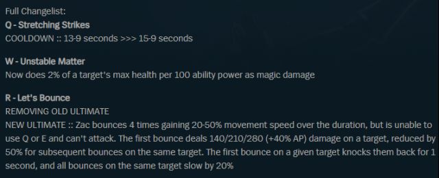 《LOL》扎克大招即将回调老版本