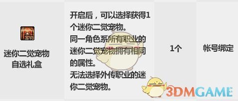 《DNF》迷你二觉宠物自选礼盒介绍