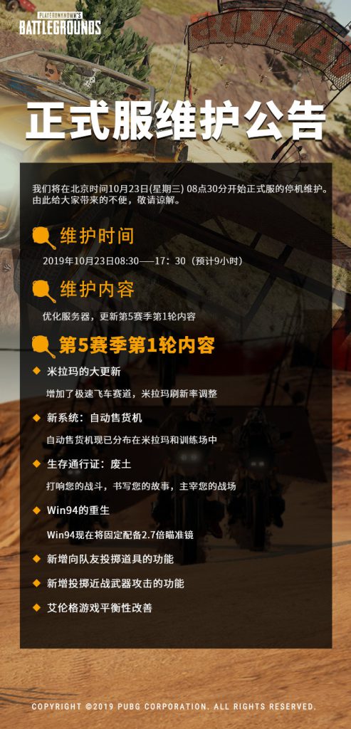 《绝地求生》第五赛季更新内容介绍