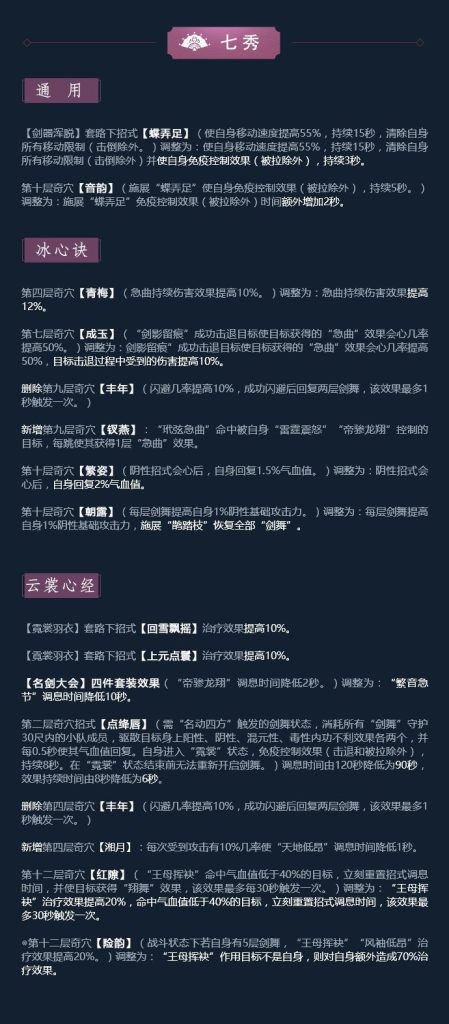 《剑网3》凌雪藏锋七秀技改详解