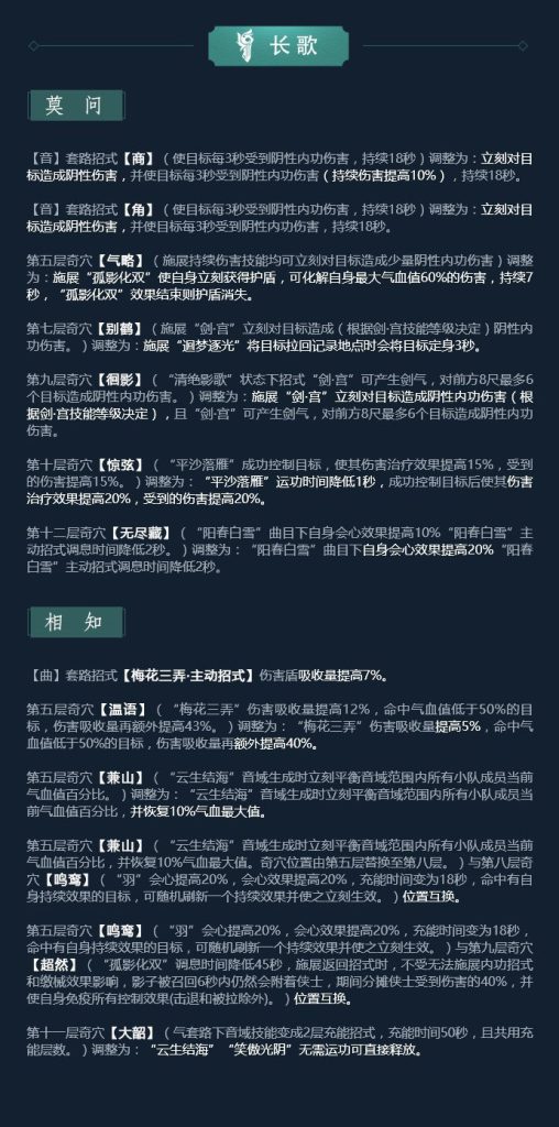 《剑网3》凌雪藏锋长歌技改详解