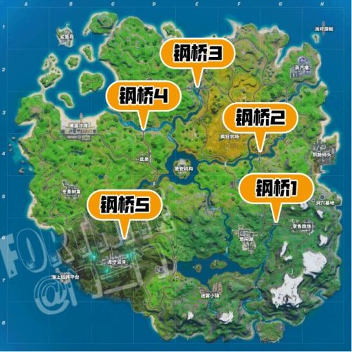 《堡垒之夜》前往红色黄色绿色蓝色紫色钢桥完成攻略